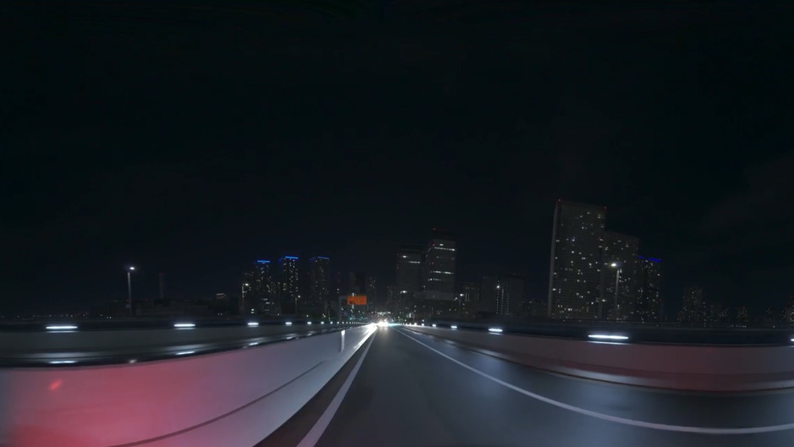 走行/首都高3（晴海線 晴海→豊洲方面）（夜）